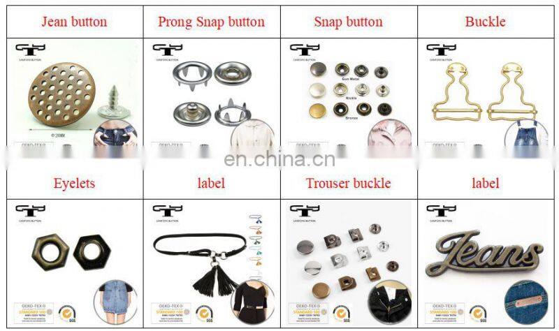 Gold plated shank button brass jeans button custom embossed vintage brass denim jeans buttons and rivets