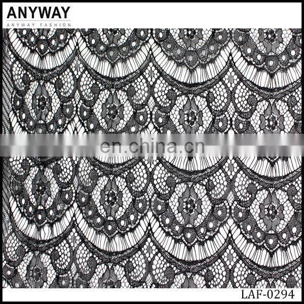 Fashion Wholesale lady garment black eyelash lace fabric fancy african lace fabric