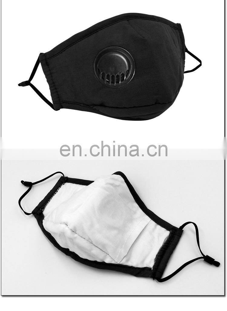 Reusable Black Cotton Fashion Mask with Valve