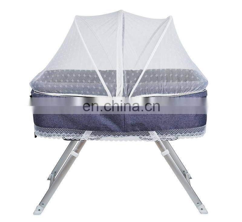 2018 OEM factory foldable infant baby bed with swinging cradle