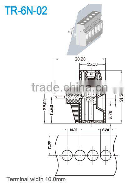 PCB Through Panel Terminal Blocks For Frequency Converters With 10.0mm Pitch