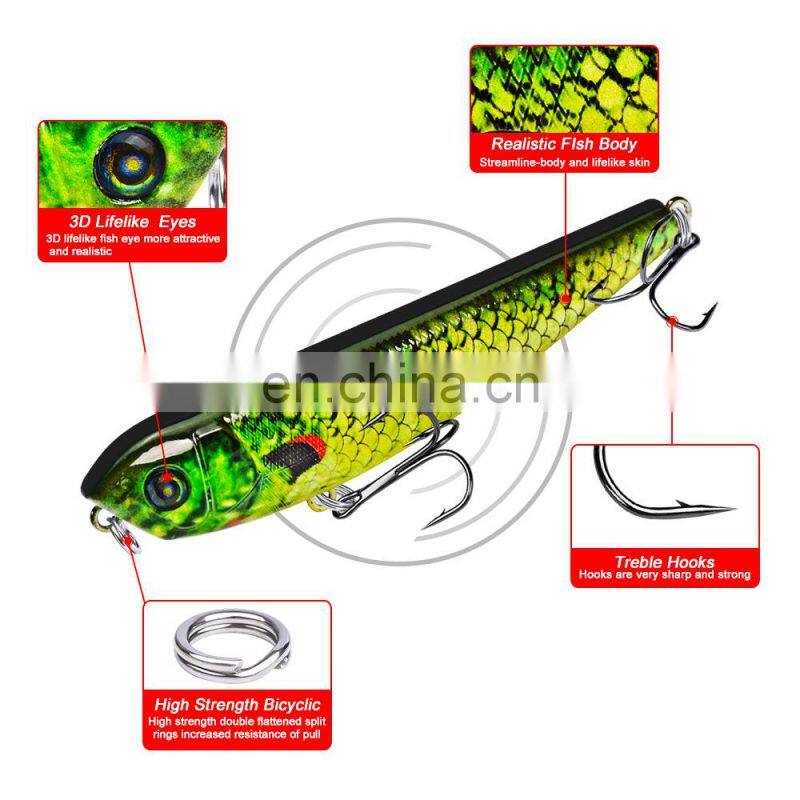 9CM Fishing Tackle Shop Pencil Luya Bait 8.5G Fake Bait 6# Black Nickel Hook