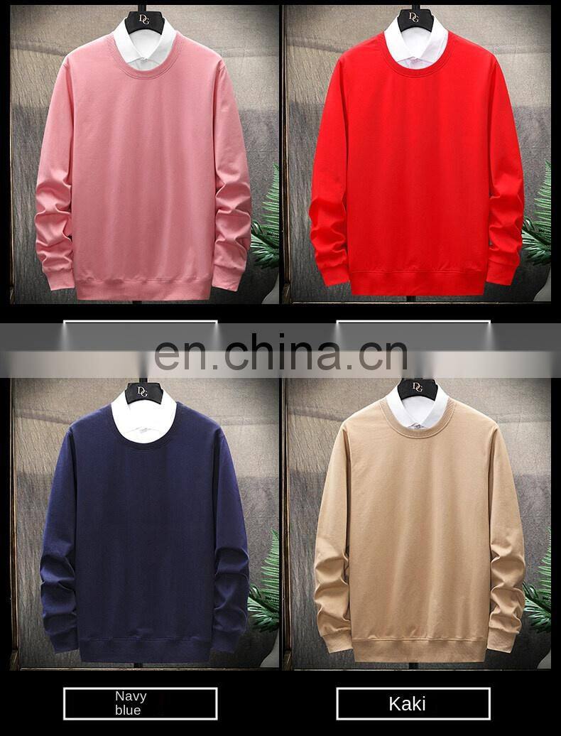 Custom brand round neck plain sweatshirt 100% cotton high quality men custom pullover hoodie plus size men t-shirt