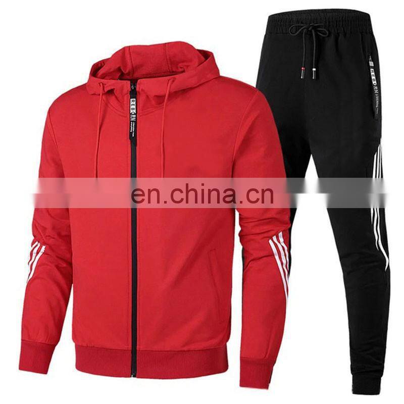 Hot sale new year christmas sale 2-pieces colour block hoodie plus size clothes sports suit custom men's hooded suit
