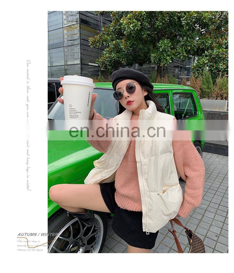 New Arrival Women Down Filled Solid Sleeveless Jacket Custom Winter Down Puffer Vest Short Casual Women's Jackets
