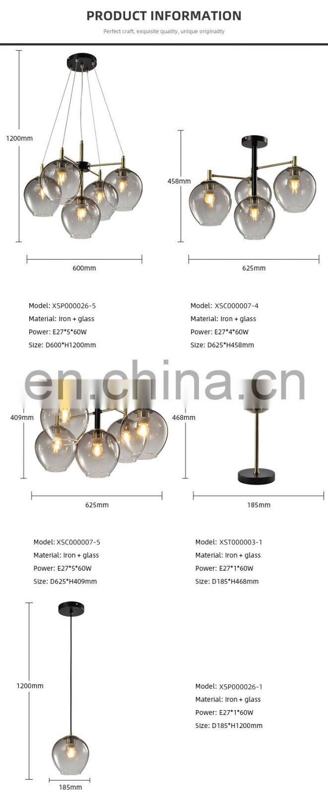 HUAYI Modern Simple Style Living Room Hotel Indoor Decoration E27 Chandelier Pendant Lamp