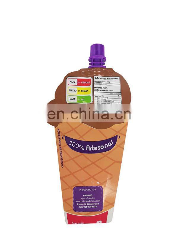 Aluminum recyclable packaging special shaped stand up spout pouch for liquid juice