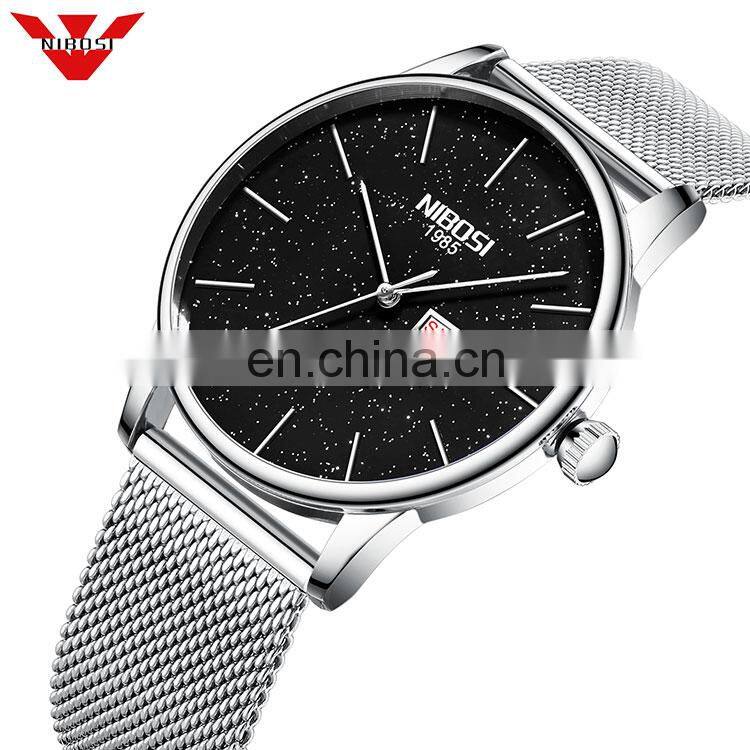 Quartz Watch Watches Stone Stainless Steel Original Quartz Fashion Japan Hot Sell Superior Slim 2020 Men Watches NIBOSI Round