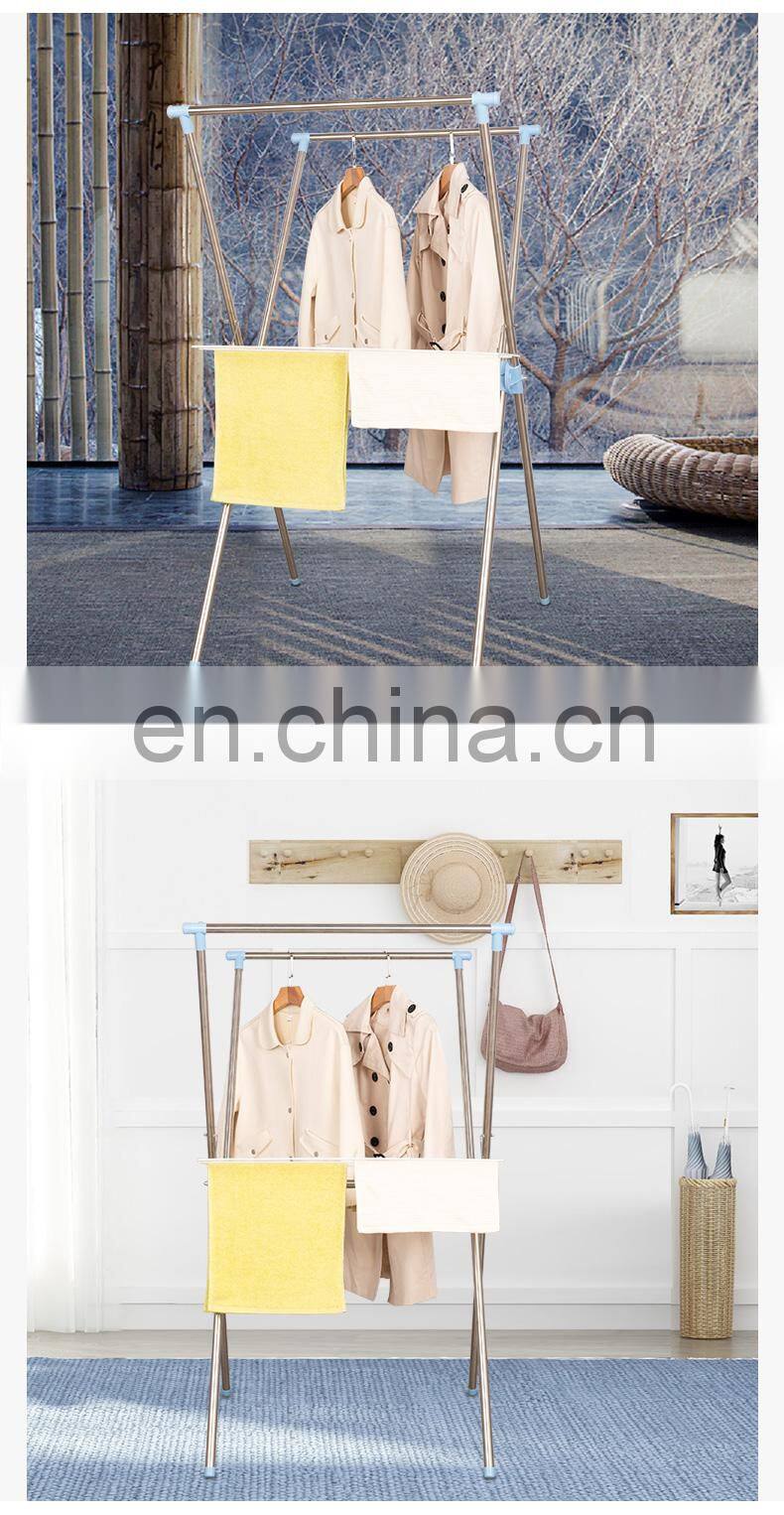 Movable Metal Folding Baby Foldable Clothes Laundry Hanger Cloth Display Rack Stand