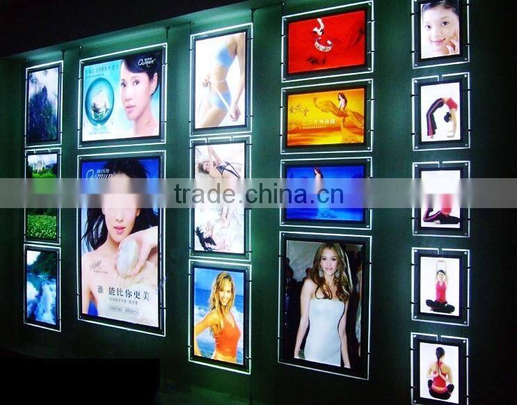 Frameless double sided hanging crystal light box