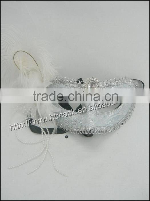 Original Rhinestone handmade chicken feather half face mask fabric rose flower mask