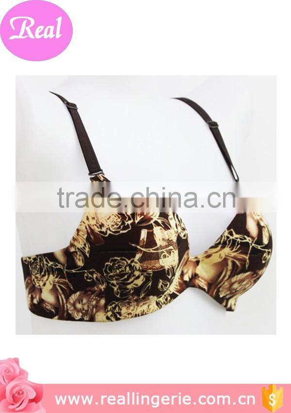 flower print sexy fancy bra,comfortable seamless ladies mature bra