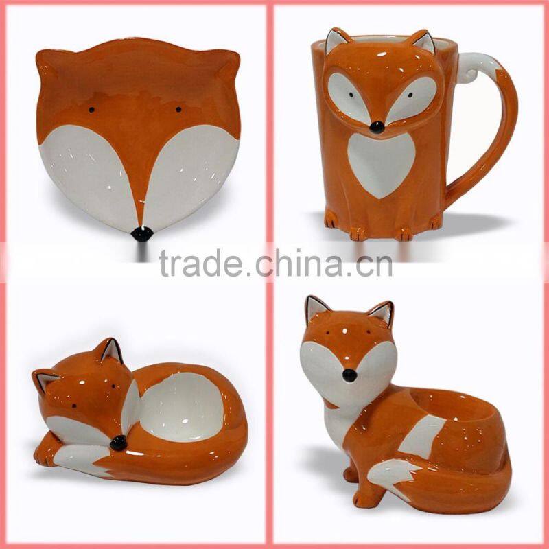 Cheap ceramic pet bowl wholesale fox design