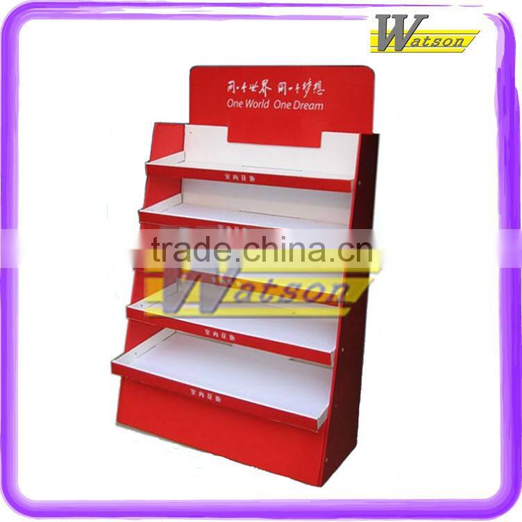 2015 new design corrugated paper fruit candy floor display stand with tiers