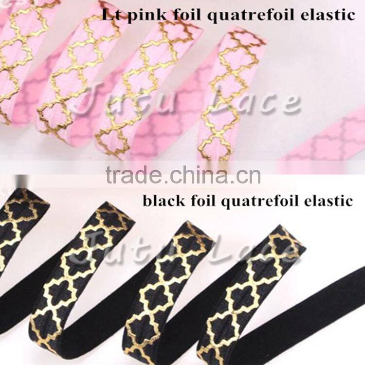 5/8'' Foil Quatrefoil Pattern elastic belt, 5/8" elastic ribbon baby girls skirt elastic ribbon