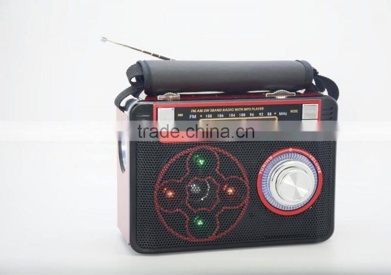 Hot Sale Torch Light Portable Style USB SD No Screen Bluetooth Wooden Radio