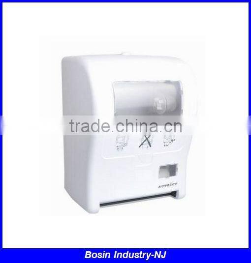 transparent plastic wall mounted airport toilet auto cut paper towel dispenser