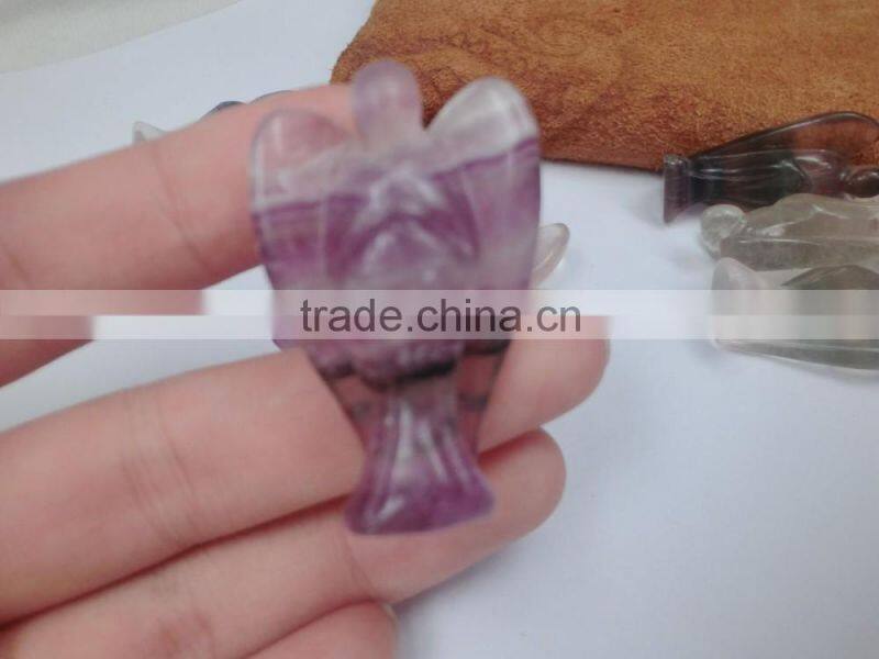 Natural Flourite Carving Angels Handicraft Carved Gemstone Angels Different Shape Different Size