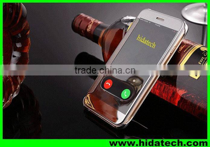 Clear smart visible flip leather case for apple iPhone 6 mirror leather case