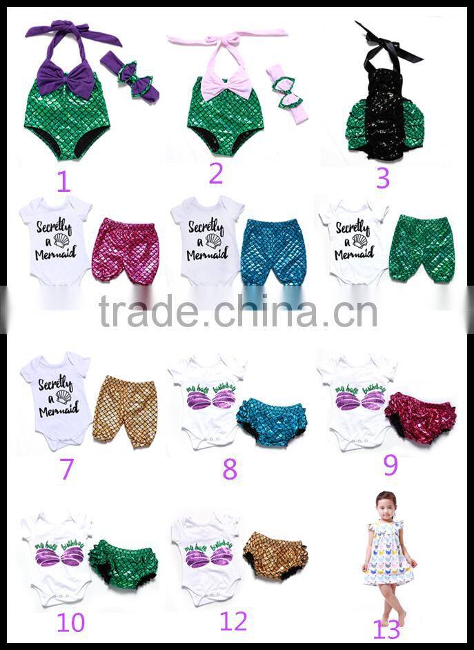 2016New Fashion Mermaid Bikini Wholesale Baby Girls Vintage Swimming Outfit Set