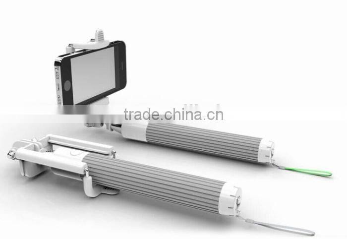 Wired Selfie Stick Handheld Monopod Built-in Shutter Extendable with Fold Holder For iPhone Samsung Smartphone Any Phones Camera