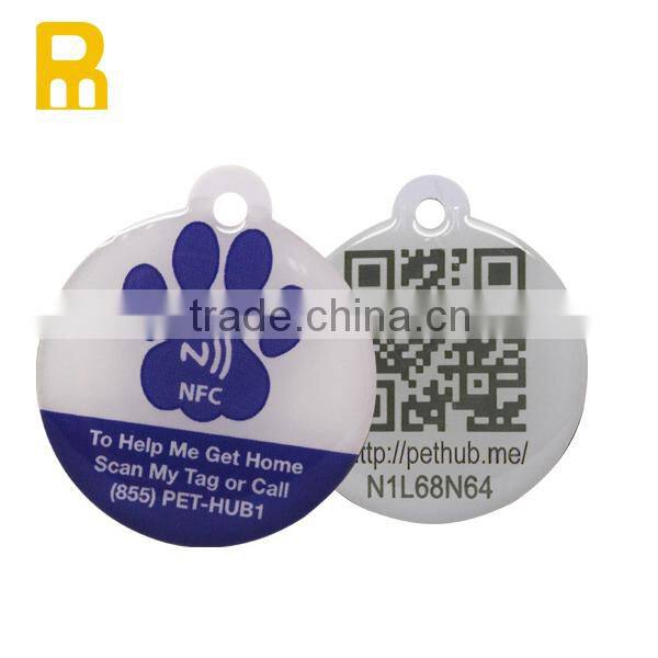 Dog tag type PVC plastic nfc pet id tag