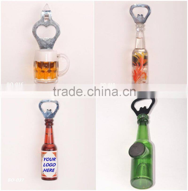 BO-002 New Design 2016 3D Beer Acrylic Bottle Opener Magnet