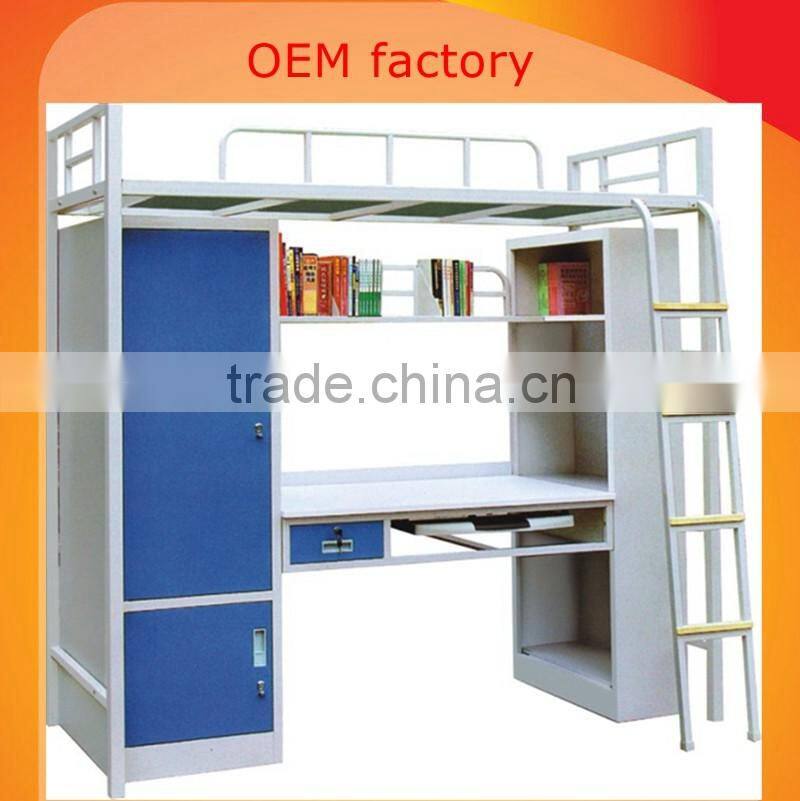 environment friendly college iron metal bunk bed with two ladders