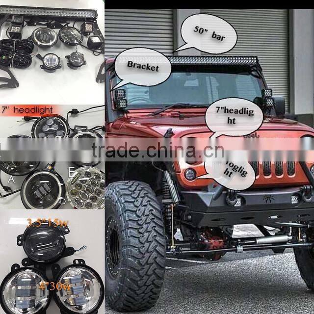 2015 Newest Emark 7inch round high/low beam headlight for Jeep Wrangler CJ TJ JK Harley Hummer Landrover