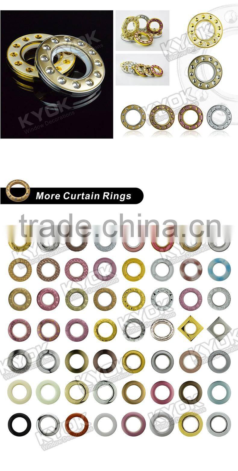 KYOK Natural Metal Drapery Curtain Cafe Pole Rings with Brass Eyelet Set of 8/M,Guestroom Decoration Hanging Curtain Accessories