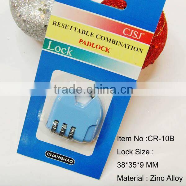 2015 colorful combination lock new product with 3 digital factory direct sale CH-10B