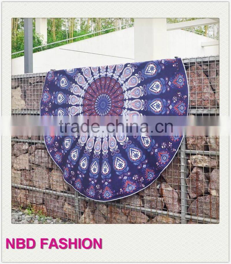 Latest Design Peacock Round Beach Scarves Yoga Mat