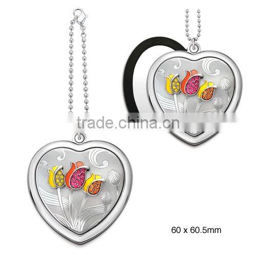 folding cosmetic silver magic make up mirror metal pocket mirror