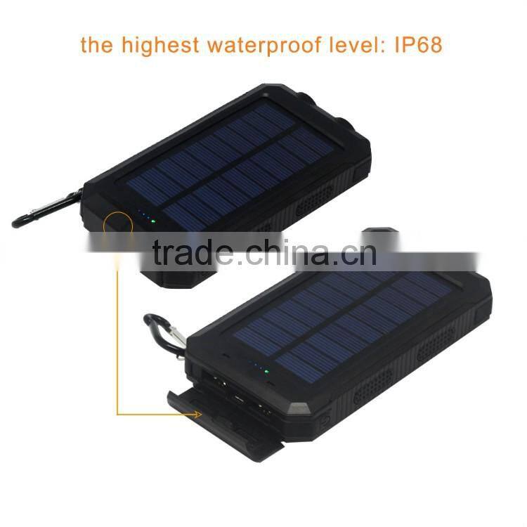 8000mAh solar powerbank with dual LED torches
