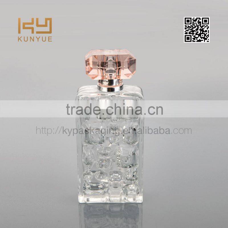100ml cylindrical bottle glass perfume bottle with golden cap