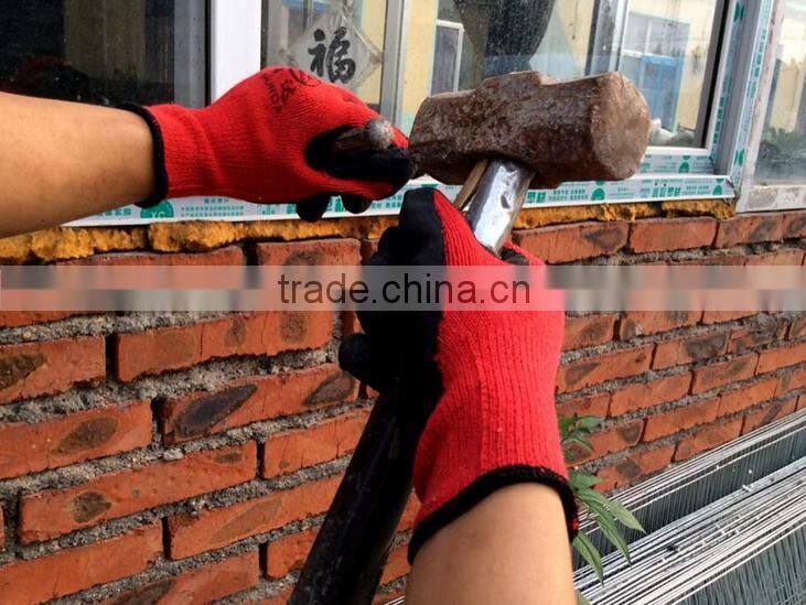 10guage red cotton black latex wrinkle coated gloves