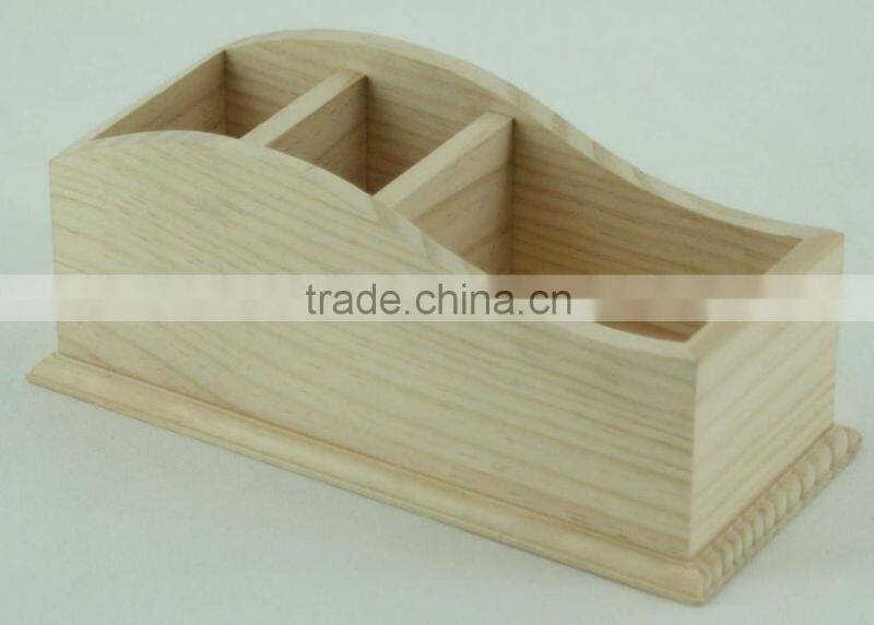 unfinished decorative handmade wooden stationery box