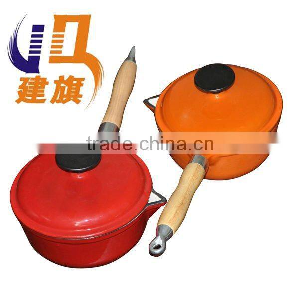 milk pot with wooden handle