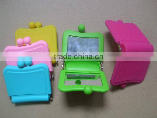 silicone girl's portable mini cosmetic mirror