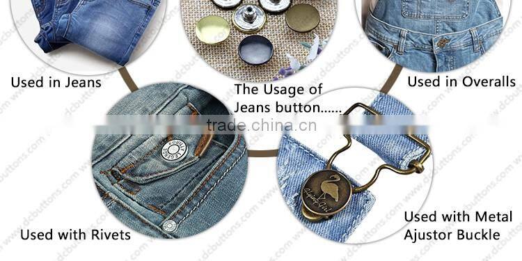 Unique Style and logo can be customized alloy jeans button