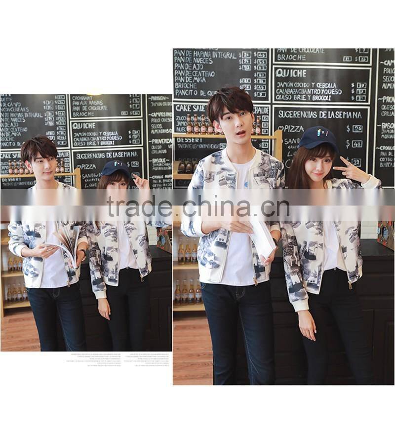 OEM Brand Young Men and Women Jackets Couples Outfits Clothing Print Zipper Cardigan Coat Baseball Outfitting