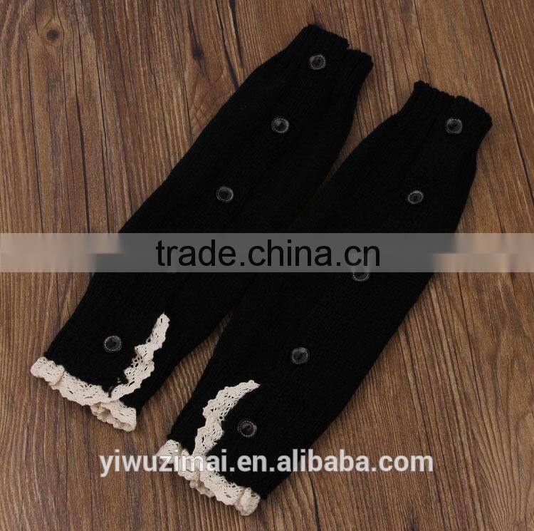 Beautiful Children Solid Color Knit Leg Warmers Infant Toddler Winter Lace Buttons Leg Warmer