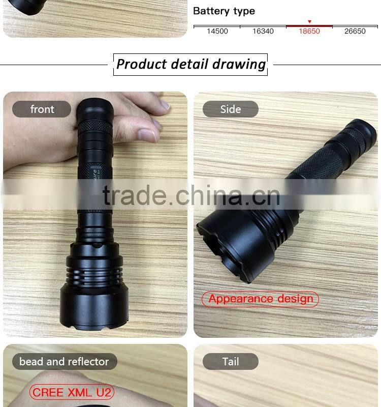 Nico Nature best selling in china XML U2 1000 Lumens Aluminium Alloy Flashlight torch light tactical edc