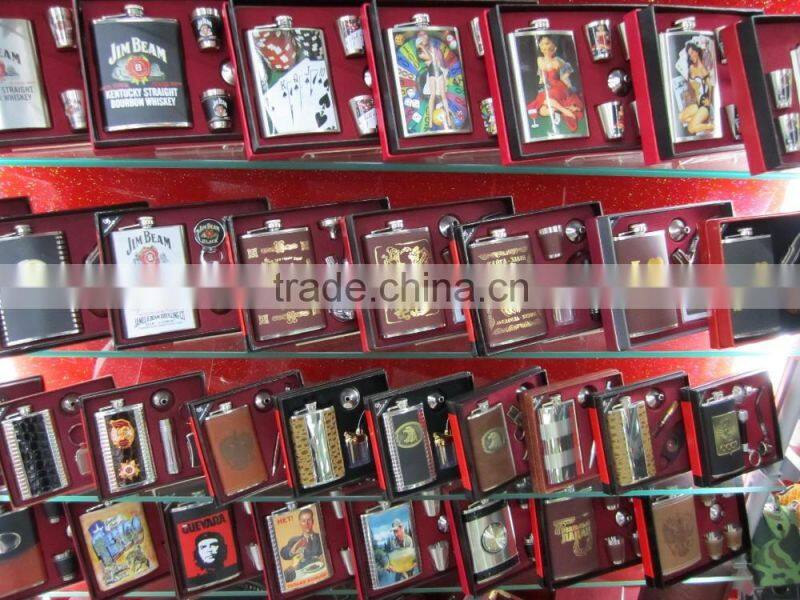 9oz and 18oz hip flask add to four cups and a Funnel in gift set box