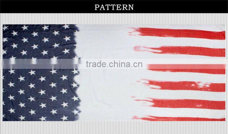 cheap spring polyester hijab american flag scarf