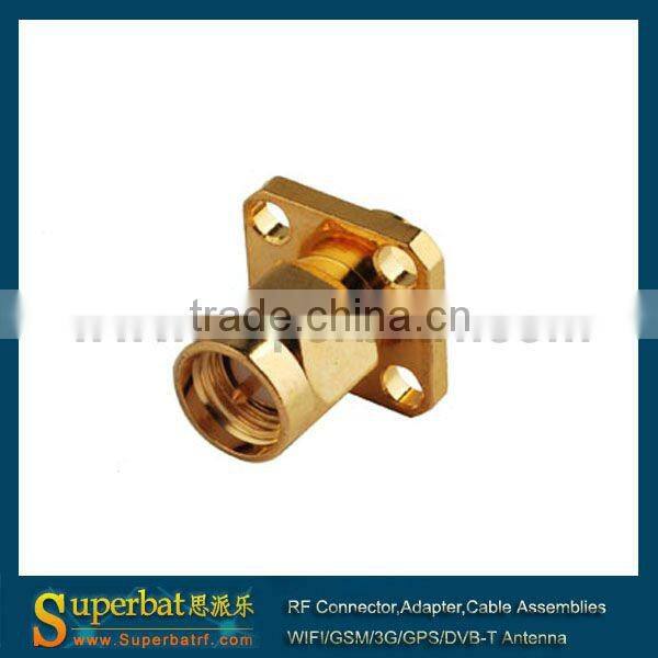 SMA 4 hole panel mount Plug with solder post 2 hole sma connector