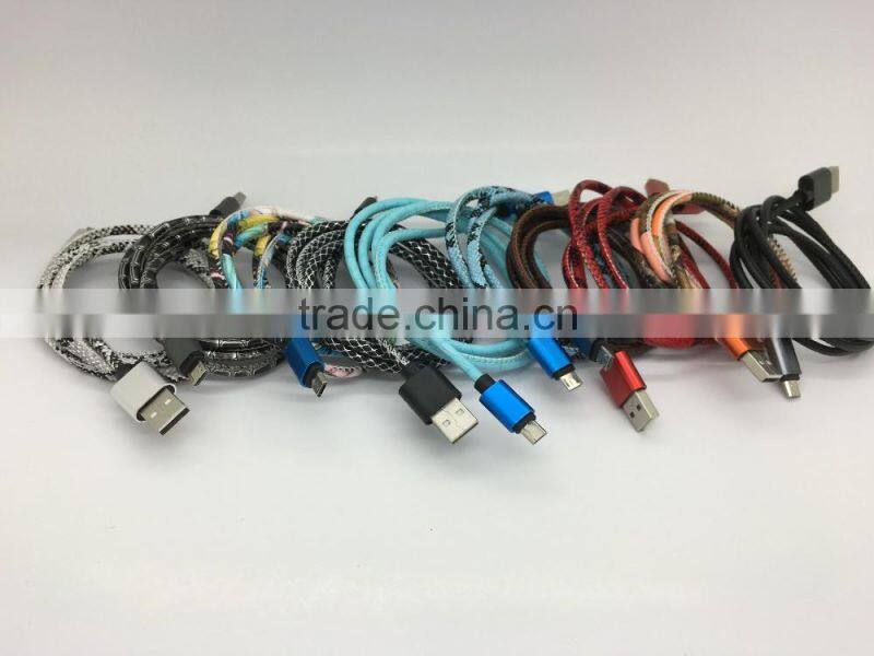 Braided Micro USB Charger Cable 1M 3FT 2M 6FT Data Sync Fabric Nylon Charging Cable Cord Line For smart phone