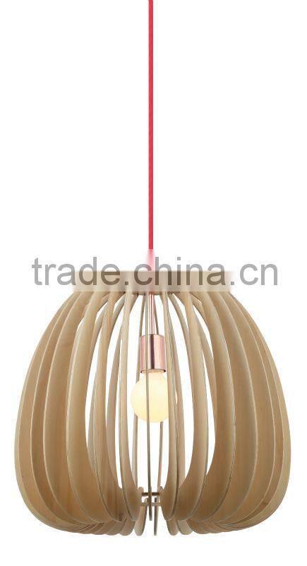 E27 Bentwood Pendant Lamp,New Wood Birdcage Hanging Light,Lamp Shade
