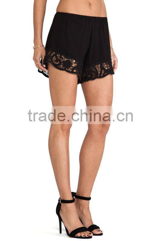 ladies black crochet shorts