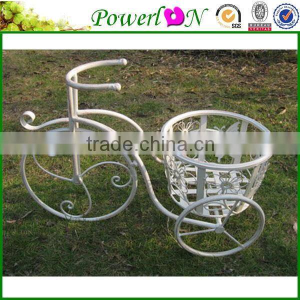 Antique white wrought iron flower pot stands